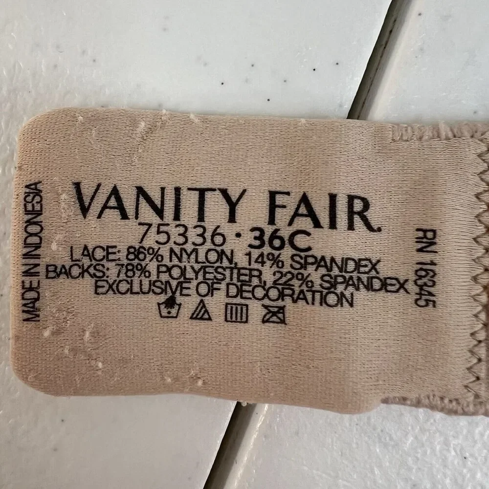 Vanity Fair 36C‎ Bra Body Caress Full Coverage 72336 Underwire Beige Tan Women’s